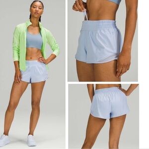 Lululemon Hotty Hot Shorts Pastel Blue Purple Low Rise Linen size 6